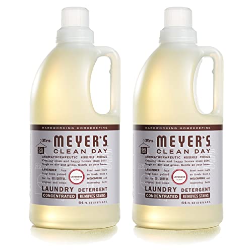 Mrs. Meyer’s Liquid Laundry Detergent, Biodegradable Formula Infused with Essential Oils, Lavender, 64 oz – Pack of 2 (128 Loads)