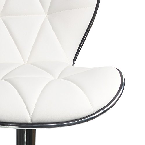 Leopard Shell Back Adjustable Swivel Bar Stools, PU Leather Padded with Back, Set of 2 (White) | The Storepaperoomates Retail Market - Fast Affordable Shopping