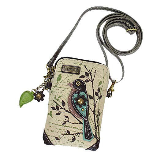 Chala Crossbody Cell Phone Purse – Women Canvas Multicolor Handbag with Adjustable Strap (Bird – Safari Sand)