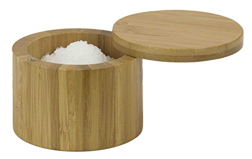 Home Basics Bamboo Swivel Salt Box with Magnetic Lid, Natural Honey (1 Tier)