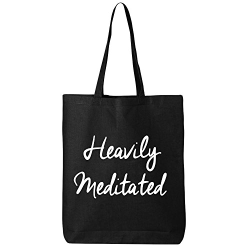 Heavily Meditated Cotton Canvas Tote Bag in Black – One Size