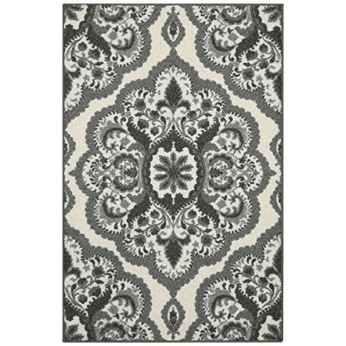 Maples Rugs Vivian Medallion Kitchen Rugs Non Skid Accent Area Carpet [Made in USA], 2’6 x 3’10, Grey