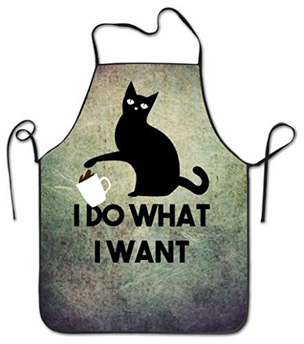 YISHOW Funny Apron Chef Kitchen Cooking Apron Bib I Do What I Want Cat Animal Home Durable