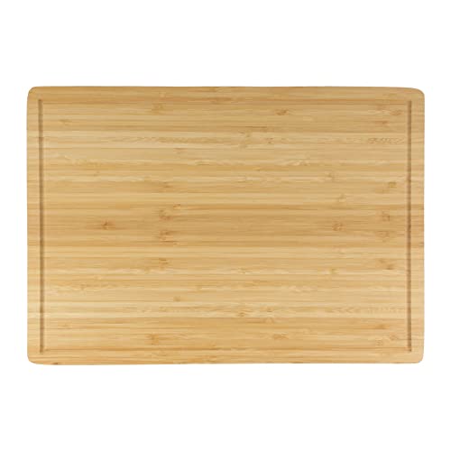 BambooMN Large Organic Bamboo Cutting Board with Juice Groove For Home Kitchen – 16.85″ x 11.75″ x 0.5″ – 1 Piece