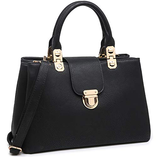 Dasein Women Satchel Handbags Top Handle Purse Medium Tote Bag Vegan Leather Shoulder Bag Black