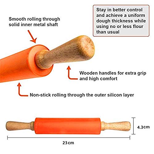 Koogel 9 Inch Mini Rolling Pin, 2 PCS Wooden Handle Rolling Pin for Kids Dough Rollers for Baking supplies Home Kitchen | The Storepaperoomates Retail Market - Fast Affordable Shopping