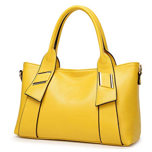 TIBES Fashion Synthetic Leather Handbag Messenger Bag for Women Yellow Purse (01a56-pu-mustard Yellow)