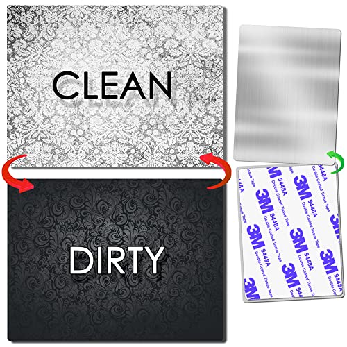 KIWE HOME Double Sided Dishwasher Magnet – Clean Dirty Reversible Flexible Flip 3×4 inch Big Size Flipside Black and White Simple Design Perfect Kitchen Addition Premium Flip Sign Indicator