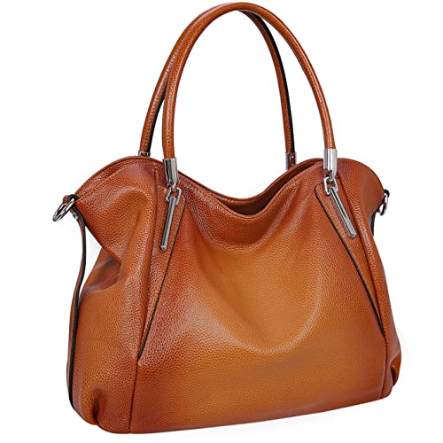 HESHE Genuine Leather Purses and Handbags for Women Tote Top Handle Shoulder Hobo Bag Satchel Ladies Crossbody Bags (Sorrel)