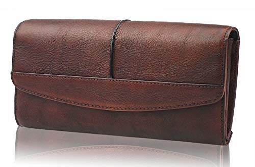 Womens Wallets Genuine Leather Large Capacity Handmade Card Holder Purse (coffee)