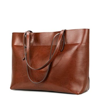 Kattee Vintage Genuine Leather Tote Shoulder Bag With Adjustable Handles (Brown) | The Storepaperoomates Retail Market - Fast Affordable Shopping