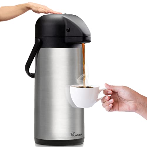 85 oz (2.5L) Coffee Carafe with Pump, Insulated Stainless Steel Coffee Dispenser, Coffee Carafes for Keeping Hot/ Cold, Hot Beverage Dispenser for Party