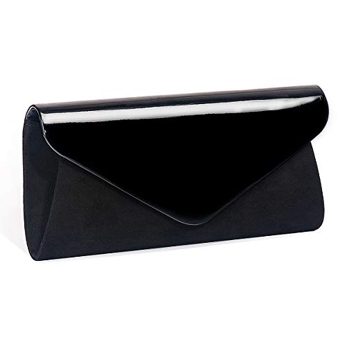 Patent Leather Clutch Classic Purse Wallet,Wallyns Evening Bag Handbag With Flannelette Black