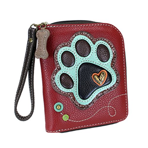 Chala Teal Paw Print Zip-Around Wristlet Wallet Dog Mom Gift