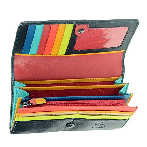 Visconti STR4 Women’s Secure RFID Blocking Large Leather Trifold Clutch Wallet Purse – Black Multi | The Storepaperoomates Retail Market - Fast Affordable Shopping