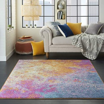 Nourison Passion Sunburst 5’3″ x 7’3″ Area-Rug, Modern, Abstract, Easy-Cleaning, Non Shedding, Bed Room, Living Room, Dining Room, Kitchen, (5′ x 7′) | The Storepaperoomates Retail Market - Fast Affordable Shopping