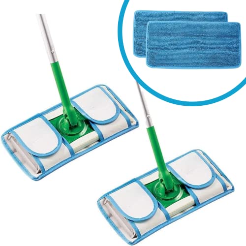 Old Home Kitchen, Microfiber Reusable Mop Pad, Durable Machine Washable Mop Pads, Reusable Floor Mop Pad, Swiffer Compatible Dry Mop Pads (2 Pack)