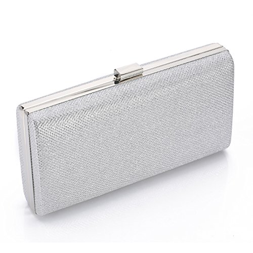 Womens Vintage Bag Envelope Clutch Silver Evening Handbag For Cocktail/Wedding/Party (Silver)