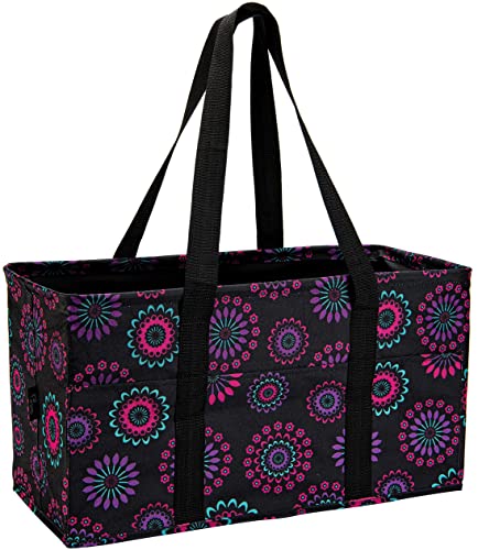 Pursetti Extra Large Utility Tote Bag for Women with 6 Exterior Pockets – Perfect as Beach Bag, Pool Bag, Laundry Bag, Storage Tote for Ballgame, Beach, Pool, Home & Dorm (Extra Large, Purple)