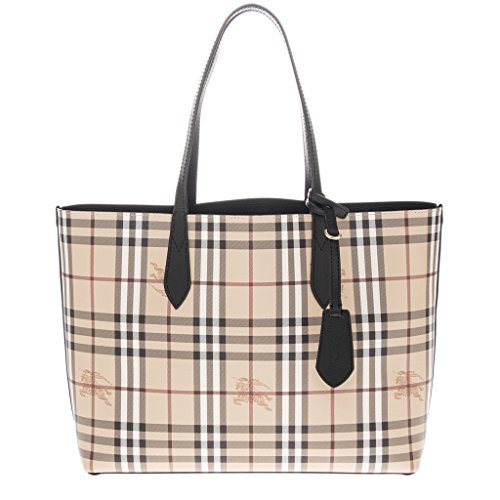 Burberry Women’s The Medium Reversible Tote in Haymarket Check and Black