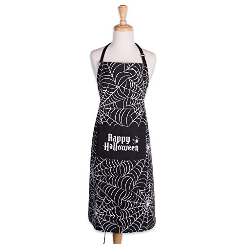 DII Happy Halloween Collection Goth Style Spooky Kitchen Apron, One Size, Spider Web