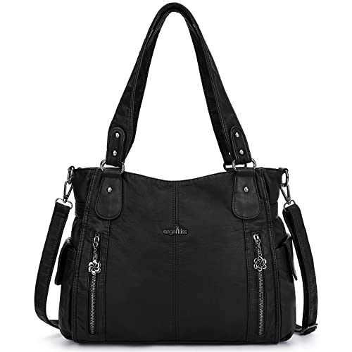 Handbag Hobo Women Shoulder Bag/Handbag Roomy Multiple Pockets Fashion PU Tote, Black