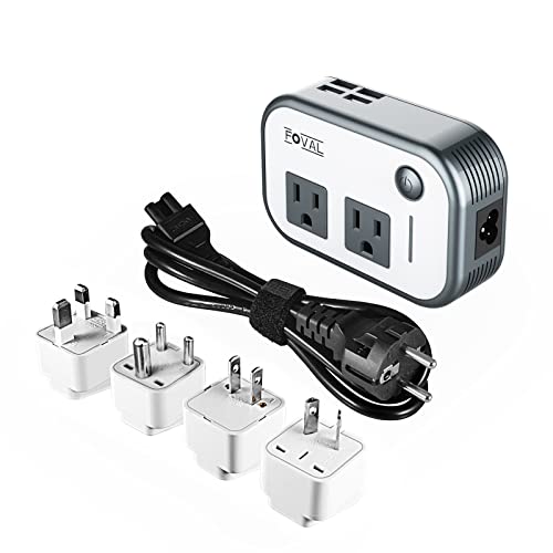 FOVAL Power Step Down 240V to 100V Voltage Converter with 4-Port USB International Travel Adapter for China UK European Etc – [Use for US appliances Overseas]