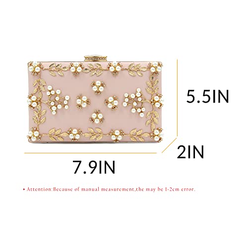 Milisente Women Clutches Pearls Evening Bag Clutch Purse Bags (Light Pink) | The Storepaperoomates Retail Market - Fast Affordable Shopping