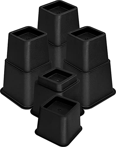 Utopia Bedding Adjustable Bed Furniture Risers – Elevation in Heights 3, 5 or 8 Inch Heavy Duty Risers for Sofa and Table – Supports up to 1,300 lbs – (Set of 4 Riser, Black)