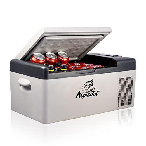 Alpicool C15 Portable Freezer,12 Volt Car Refrigerator, 16 Quart (15 Liter) Fast Cooling 12V Car Fridge -4℉~68℉, Car Cooler, 12/24V DC and 100-240V AC for Outdoor, Camping, RV, Truck, Boat