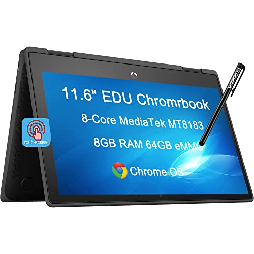 HP Chromebook X360 11 G3 11.6″ HD 2-in-1 Touchscreen (8-Core MediaTek MT8183, 8GB RAM, 64GB eMMC, Stylus, Webcam, Wi-Fi, IPS) Flip Convertible Home & Education Laptop, IST Pen, Chrome OS