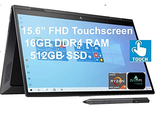 2022 Newest HP Envy x360 2-in-1 Convertible Laptop, 15.6” FHD Touchscreen, AMD 8-Core Ryzen 7 4700U (Beat i7-10510U), 16GB RAM, 512GB SSD, Backlit Keyboard, WiFi 6, Wins 10 Home + Stylus Pen, Black