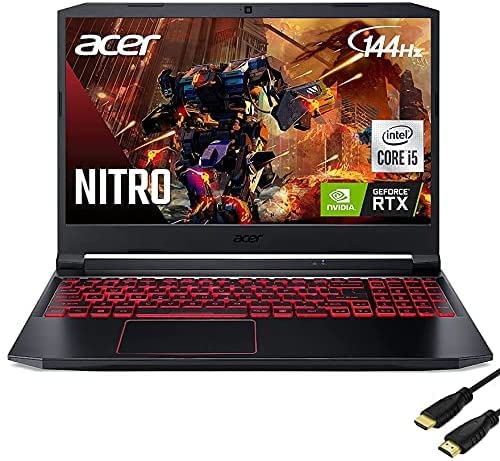 2021 Acer Nitro 5 15.6″ 144Hz FHD IPS Premium Gaming Laptop, 10th Gen Intel i5-10300H Upto 4.5GHz, NVIDIA GeForce RTX 3050, 16GB RAM, 1024GB SSD, 1TB HDD, Backlit KB, WiFi 6, Alexa, Windows10 H
