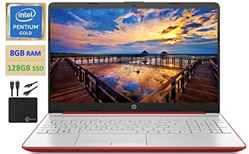 2021 Premium HP Laptop Computer, 15.6″ HD Display,Intel Pentium Dual-core Gold 6405U 2.4 GHz, 8GB DDR4 RAM, 128GB SSD, HD Webcam, HDMI, Bluetooth, WiFi, Win10 S, 10+ Hours Battery, w/Marxsol Cables