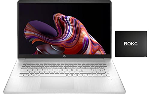 2021 HP 17 Laptop, AMD Ryzen 5 5500U(Beat i7-1065G7) 16GB RAM 1TB SSD 17.3 FHD Display, Webcam for Zoom, HDMI, Wi-Fi, Premium Lightweight Thin Design, Win 10 S-Free Windows 11 Update| ROKC Bundle