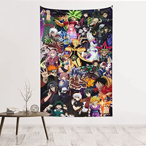 UBETON Japanese Anime Character Collection Tapestry For Room Aesthetic Anime Wall Art Wall Hanging Decor Boys Room Decor For Living Room College Dormitory 60×40 Inches