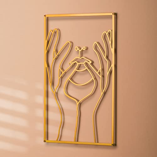 ROOLSTAND Face Line Drawings Gold Wall Decor, Thick Metal Modern Minimalist Decor, Art Wall Decor for Bedroom, Bathroom, Living Room, Office
