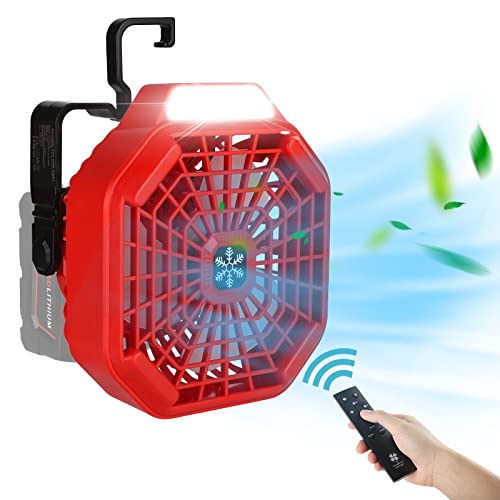 Taingwei Portable Fan with Remote for Milwaukee M18 Battery ,Camping Fan with 3 Energy Efficient Speed Settings and Dimmable Led Light (TOOL ONLY)