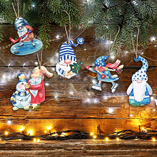 36 Pcs Christmas Wooden Gnome Ornaments Christmas Tree Wooden Hanging Ornaments Xmas Santa Elf Gnome Hanging Sign Gnome Cutout Pendants with Ropes for Christmas Tree Decor (Clever Styles) | The Storepaperoomates Retail Market - Fast Affordable Shopping
