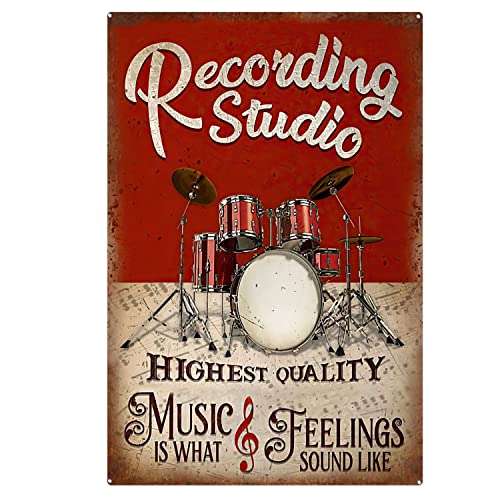 Tin Signs Funny Drummer – Recording Studio Sign, Drummer Vintage Sign, Drummer Vintage Decor, Drummer Lovers Gift, Drummer Art Prints Tin Signs for Man Cave 8X12inch