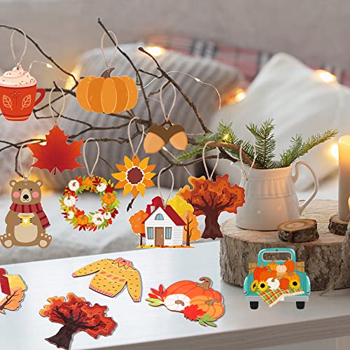 5 Inch Fall Wooden Ornaments Fall Hanging Wooden Cutouts Colorful Thanksgiving Harvest Wood Decor Pumpkin Wood Slice with Hemp Rope for Autumn Party Home Tree Hanging Decor, 36 PCS | The Storepaperoomates Retail Market - Fast Affordable Shopping