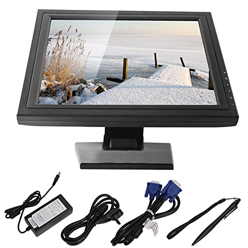17-Inch LCD Touch Screen Monitor, 1280 x 1024 Touchscreen, USB VGA POS Stand, Touchscreen Monitor for Office, Retail, Restaurant, Bar, Gym, Warehouse