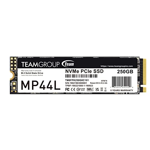 TEAMGROUP MP44L 250GB SLC Cache NVMe 1.4 PCIe Gen 4×4 M.2 2280 Laptop&Desktop SSD (R/W Speed up to 4,650/1,900MB/s) TM8FPK250G0C101