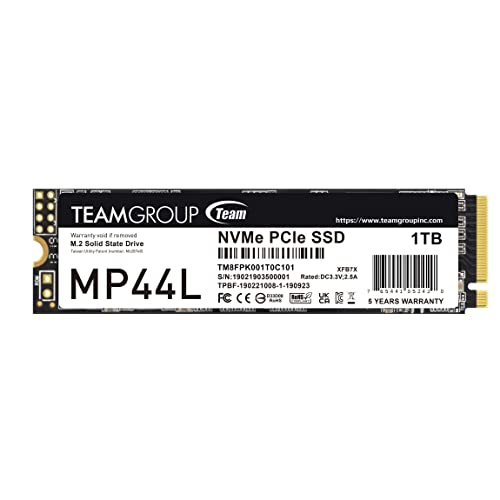 TEAMGROUP MP44L 1TB SLC Cache NVMe 1.4 PCIe Gen 4×4 M.2 2280 Laptop&Desktop SSD (R/W Speed up to 5,000/4,500MB/s) TM8FPK001T0C101