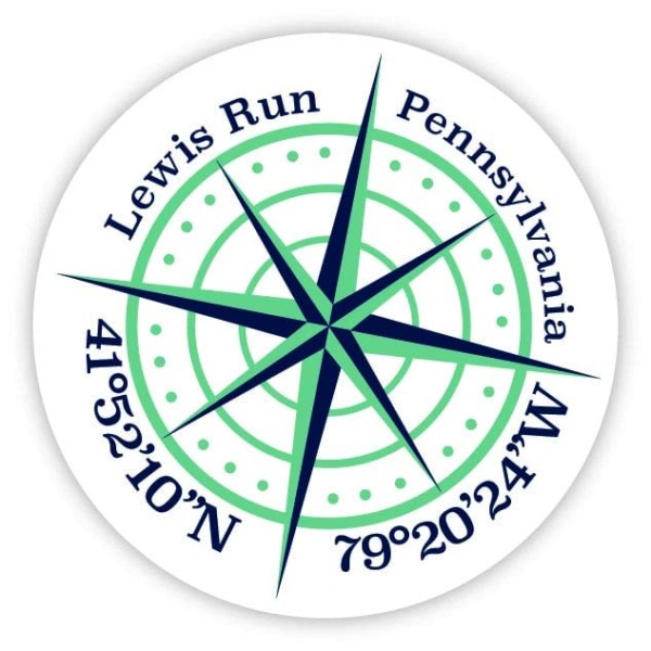 Lewis Run Pennsylvania 4-Inch Fridge Magnet Latitude Longitude Compass Design