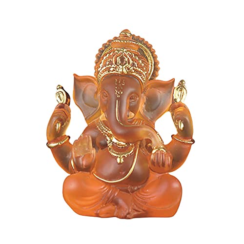 YRJJ ivrsn Hindu God Lord Ganesha Statue, Elephant God Statue, Hindu Ganesha Statue Meditation Decoration, Hindu Buddha Statue Decoration (Orange)