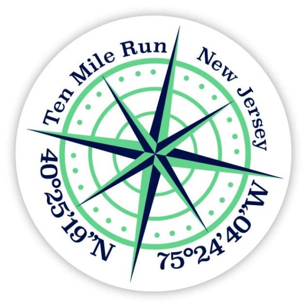 Ten Mile Run New Jersey 4-Inch Fridge Magnet Latitude Longitude Compass Design
