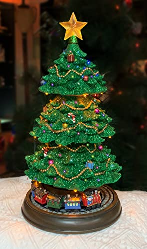 Moments In Time Rotating Trains Tiered Christmas Tree, Christmas Tabletop Decor with LED Lights and Christmas Music – Power Adapter (Included) (15.7″ H x 8.3″ W x 8.3″ D)