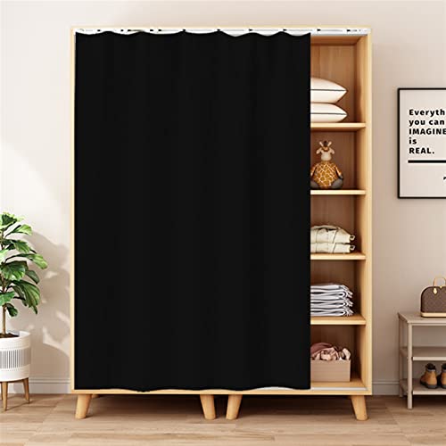 SK Studio Cabinet Curtains for Shelves, Privacy Closet Curtain Dust-Proof Window Shades for Kitchen Storage Room, No Tools No Drill Black, 51″ W x 71″ H
