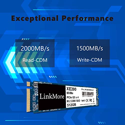 LinkMore XE200 512GB M.2 2280 PCIe Gen 3X4 NVMe 1.3 Internal SSD, Solid State Drive, Up to 2000MB/s for Latop and PC | The Storepaperoomates Retail Market - Fast Affordable Shopping